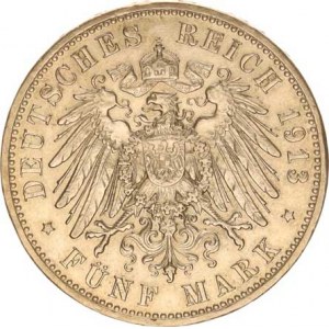 Prusko, Wilhelm II. (1888-1918), 5 Mark 1913 A - 25. výročí vlády KM 536