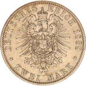 Prusko, Wilhelm II. (1888-1918), 2 Mark 1888 A KM 511 RR (120-600 USD)