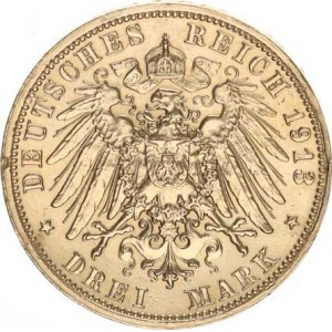 Sasko, Friedrich August III. (1904-1918), 3 Mark 1913 E - památník Lipsko Y. 200; KM 1275