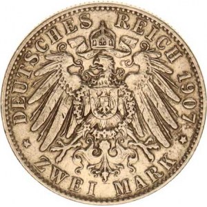 Sasko, Friedrich August III. (1904-1918), 2 Mark 1907 E KM 1263
