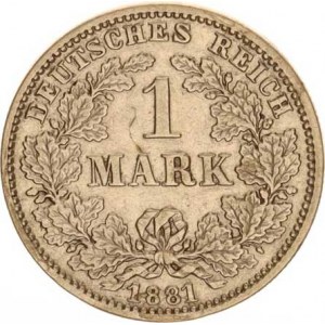 Německo, drobné ražby císařství, 1 Mark 1881 G, dr. škr.