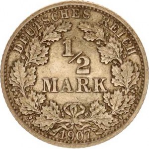 Německo, drobné ražby císařství, 1/2 Mark 1907 F