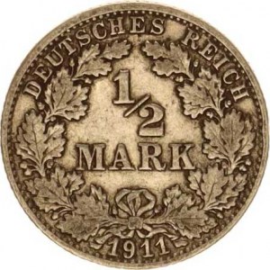Německo, drobné ražby císařství, 1/2 Mark 1911 F