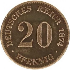 Německo, drobné ražby císařství, 20 Pfennig 1874 E R