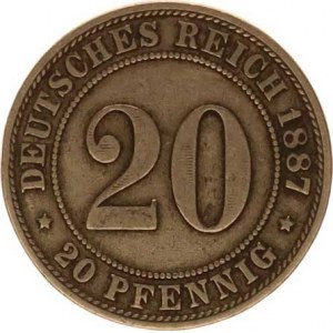 Německo, drobné ražby císařství, 20 Pfennig 1887 A R