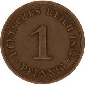 Německo, drobné ražby císařství, 1 Pfennig 1892 G R