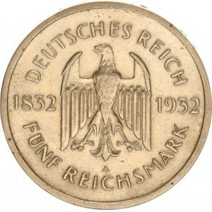Výmarská republika (1918-1933), 5 RM 1932 A - Goethe KM 77 RRR 24,803 g
