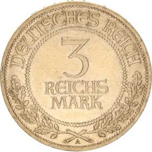 Výmarská republika (1918-1933), 3 RM 1926 A - Lübeck KM 48 R, patina