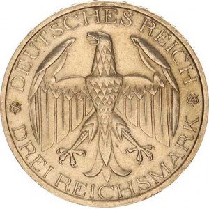 Výmarská republika (1918-1933), 3 RM 1929 A - Waldeck KM 62 R 15,125 g