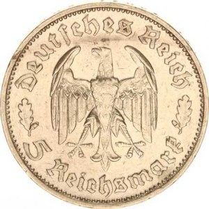 Německo - 3 říše, 1933-1945, 5 RM 1934 F - Schiller KM 85 R, dr.rys.