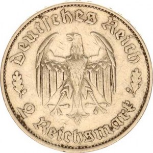 Německo - 3 říše, 1933-1945, 2 RM 1934 F - Schiller KM 84, tém.