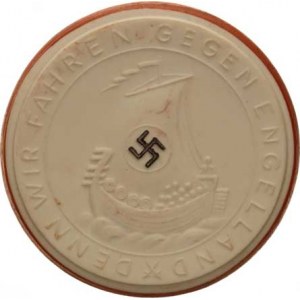 Německo - 3 říše, Porcelánové medaile, Na památku invaze do Norska 9.4. 1940, Sedící orel zleva, op