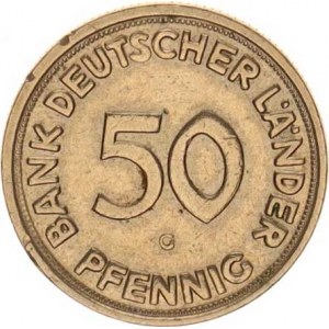Německo - BRD (1949-), 50 Pfennig 1950 G - Bank Deutscher Länder RR KM 104