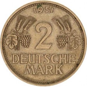Německo - BRD (1949-), 2 DM 1951 F KM 111 R, dr. rysky