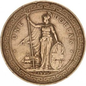 Anglie, Victoria (1837-1901), 1 Dollar 1899 (obchodní mince) KM T5 Ag 900 26,932 g