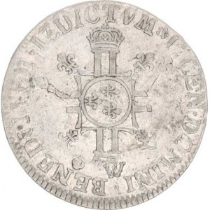 Francie, Ludvík XIV. (1643-1715), Ecu 170. W - přeražba Dav. 1320; KM typ 360, tém.