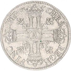 Francie, Ludvík XIV. (1643-1715), 1/2 Ecu 1691 A, Paříž KM 273.1 13,098 g, přeražba, tém.