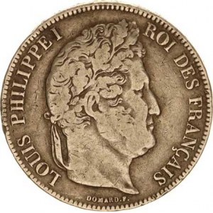 Francie, Louis Philippe (1830-1848), 5 Francs 1833 W KM 749,13