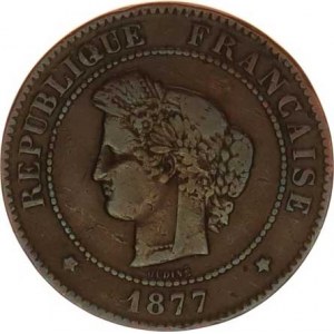 Francie, Třetí republika (1871-1940), 5 Centimes 1877 K - Bordeaux R, tém.