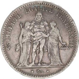 Francie, Třetí republika (1871-1940), 5 Francs 1873 A KM 820,1, rys., škr.