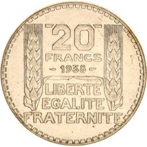 Francie, Třetí republika (1871-1940), 20 Francs 1938 KM 879, nep. rys.