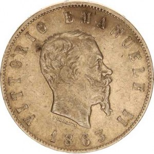 Itálie, Vittorio Emanuele II.(1861-1878), 2 Lire 1863 N BN KM 16,1, tém.