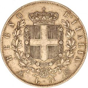 Itálie, Vittorio Emanuele II.(1861-1878), 5 Lire 1871 M/BN KM 8,3, rysky