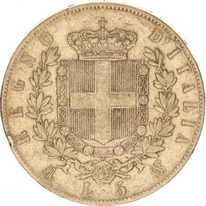 Itálie, Vittorio Emanuele II.(1861-1878), 5 Lire 1874 M/BN KM 8,3, hr., škr.