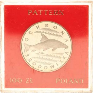 Polsko, (1952-1990), 100 Zlotych 1977 - ryba PRÓBA KM Pr305 orig. etue s