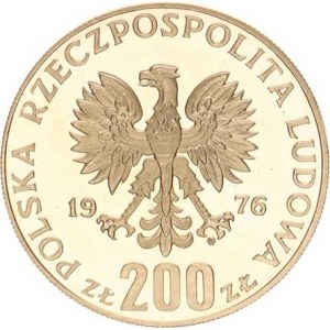 Polsko, (1952-1990), 200 Zlotych 1976 - XXI. Olympijské hry, oheň a kruhy PRÓBA