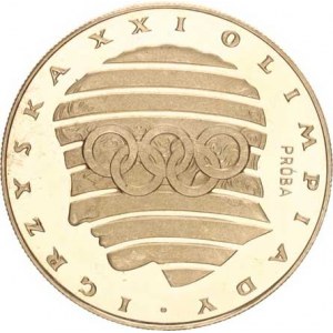 Polsko, (1952-1990), 200 Zlotych 1976 - XXI. Olympijské hry, styliz. hlava a kruhy