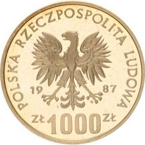 Polsko, (1952-1990), 1 000 Zlotych 1987 - XV. zimní OH 1988, lukostřelec PRÓBA