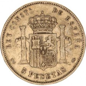 Španělsko, Alfonso XII.(1874-1885), 5 Pesetas 1884 (84) MS-M KM 688, škr., úh.