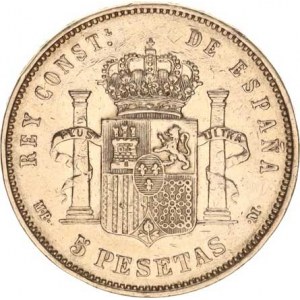 Španělsko, Alfonso XIII.(1886-1931), 5 Pesetas 1888 (88) MP-M Y. 82, rysky