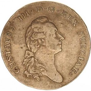 Švédsko, Gustav III. (1771-1792), 1 Riksdaler 1775 OL KM 514 R,  v rv. odstr. spona