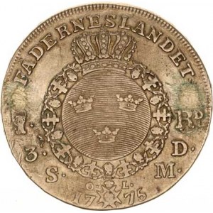 Švédsko, Gustav III. (1771-1792), 1 Riksdaler 1775 OL KM 514 R,  v rv. odstr. spona
