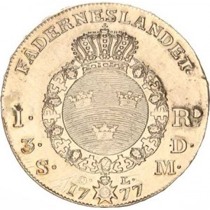 Švédsko, Gustav III. (1771-1792), 1 Riksdaler 1777 OL KM 514 R,  v rv. odstr. spona