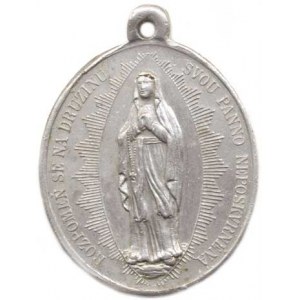 Náboženské medaile, Mariánská družina (lokalita neurčena), Av.: stoj. Panna Maria Imm