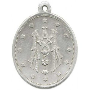 Náboženské medaile, Mariánská družina (lokalita neurčena), Av.: stoj. Panna Maria Imm