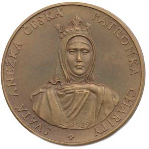 Náboženské medaile, Svatá Anežka česká - patronka Charity, datace L.P.1989