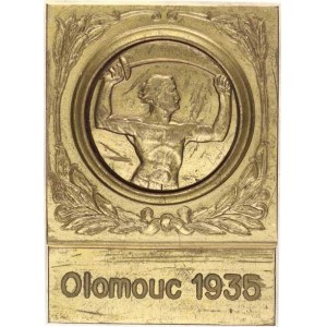 Sportovní medaile a ceny, Olomouc - 1935, v medailonu šermíř s šavlí, vespod nápis / 2řád