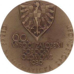 Olomouc, 60. výročí pobočky ČNS v Olomouci 1989 / denár Oty Sliného sign