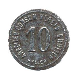 Československo - nouzovky, známky, Grulich (Králíky) - 10 Heller b.l., Arbeiter Consum Verein