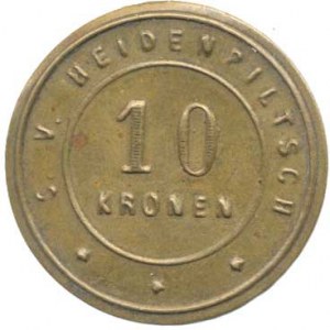 Československo - nouzovky, známky, Heidenpiltsch (Bílčice okr.Bruntál), 10 KRONEN C. V.