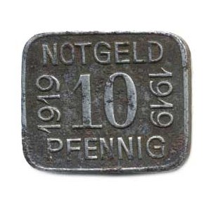 Polsko - nouzovky, Grünberg (Zielona Góra) - 10 Pfennig 1919 Fe 20x17 mm