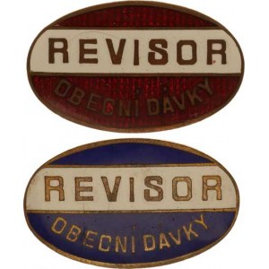 Československo - odznaky, REVISOR OBECNÍ DÁVKY, červeno-bílý smalt se zlatým písmem
