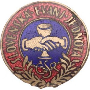 Československo - odznaky náboženské, Slovenská evanj. jednota ČSR, ruce v pozdravu s kalichem, op