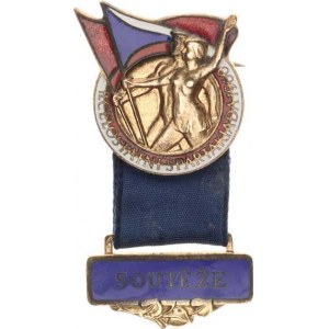 Československo - odznaky, sportovní, II. Celostátní spartakiáda 1960, barevný smalt 26 mm se zlatým