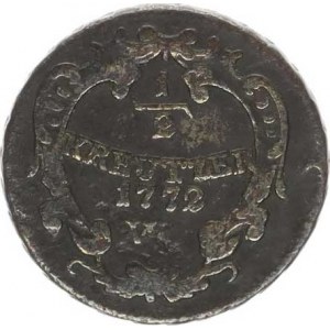 Josef II., jako spoluvladař (1765-1780), 1/2 kr. 1772 W, Vídeň