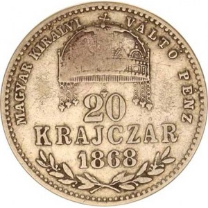 František Josef I.(1848-1918), 20 kr. 1868 GYF - MAGYAR KIRÁLYI R